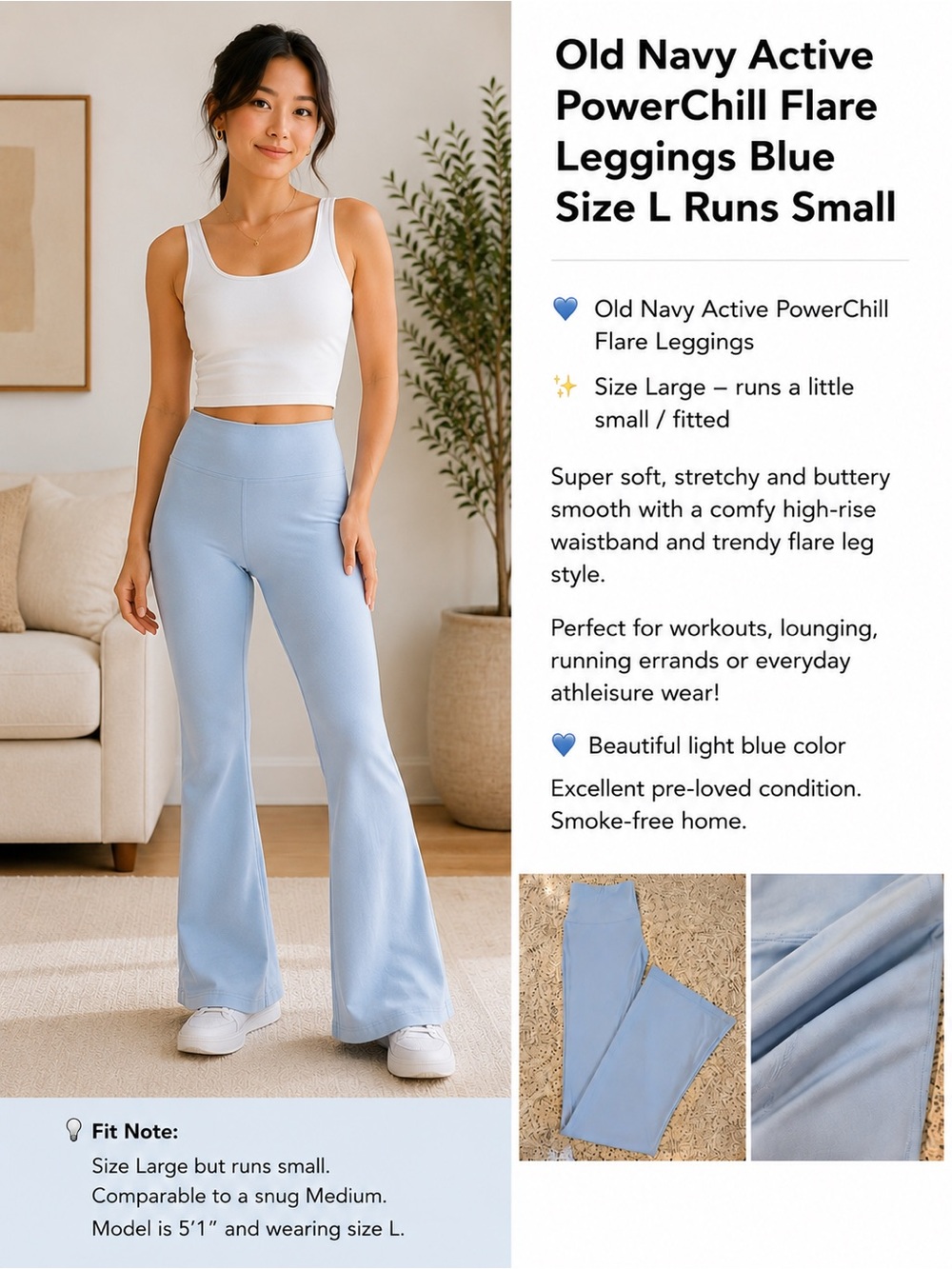Old Navy Light Blue PowerChill Flare Leggings
